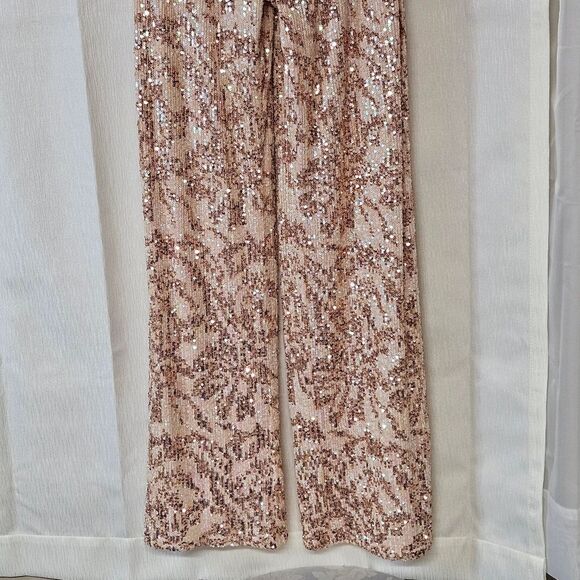 SHO Tadashi Shoji Rose Mist Sequin Cutout Taylor Swift Eras Look Sexy Jumpsuit - Picture 5 of 15